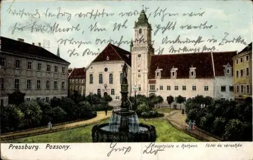 Ak Pressburg Bratislava Slowakei, Hauptplatz und Rathaus