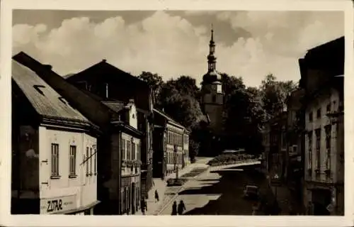 Ak Nový Jičín Neu Titschein Mährisch Schlesien, Staßenansicht, Kirche