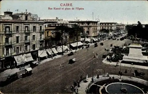 Ak Cairo Kairo Ägypten, Kamelstraße und Opernplatz