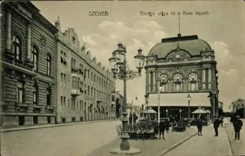 Ak Szeged Segedin Ungarn, Strassenansicht Bastya Straße und Kass Vigado