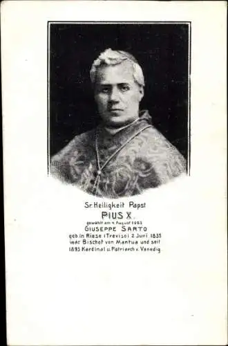 Ak Riese Pio X Veneto, Papst Pius X., Giuseppe Sarto, geboren in Riese, gewählt im August 1903...