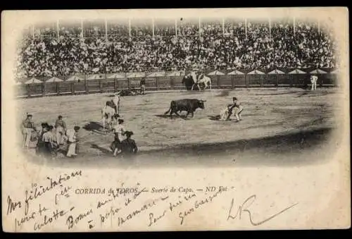 Ak Stierkampf, Torero, Arena, Zuschauer