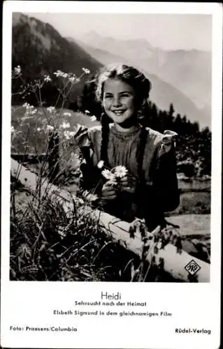 Ak Schauspielerin Elsbeth Sigmund, Portrait, Film Sehnsucht nach der Heimat, als Heidi