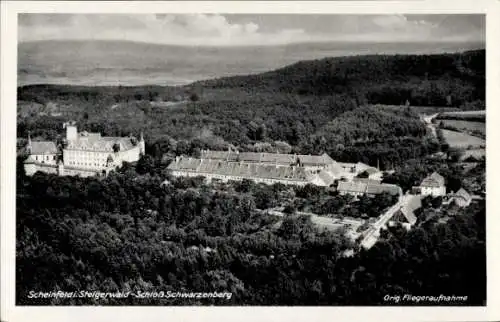 Ak Scheinfeld im Steigerwald Mittelfranken, Schloss Schwarzenberg, Fliegeraufnahme