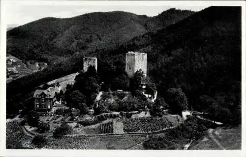 Ak Bühl in Baden Schwarzwald, Burg Alt Windeck, Fliegeraufnahme