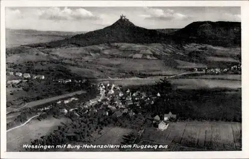 Ak Wessingen Hechingen im Zollernalbkreis, Fliegeraufnahme, Burg-Hohenzollern