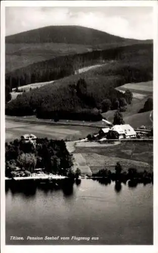 Ak Titisee Neustadt im Breisgau Hochschwarzwald, Fliegeraufnahme, Pension Seehof