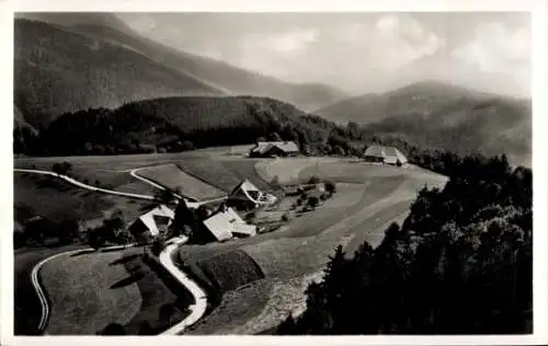 Ak Schlechtbach Schopfheim im Schwarzwald Baden, Fliegeraufnahme, Gasthof und Pension Auerhahn