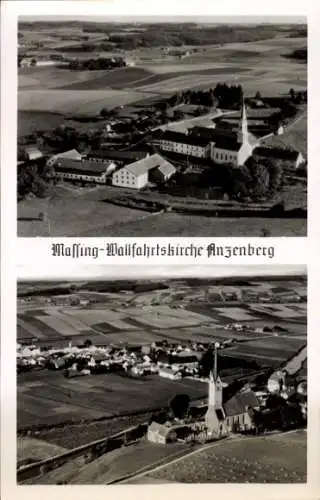 Ak Anzenberg Massing im Tal der Rott Niederbayern, Fliegeraufnahme, Wallfahrtskirche