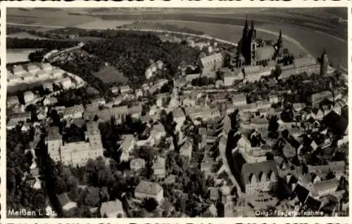 Ak Meißen an der Elbe, Fliegeraufnahme