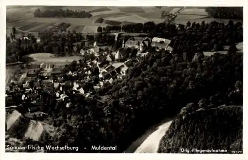 Ak Wechselburg Landkreis Mittelsachsen, Fliegeraufnahme vom Muldental