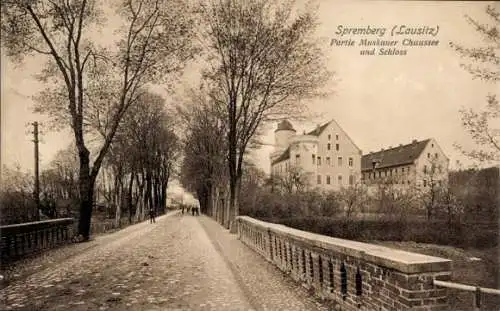 Ak Spremberg in der Lausitz, Muskauer Chaussee, Schloss