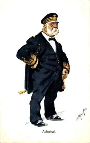 Künstler Ak Admiral, Karikatur, I WK