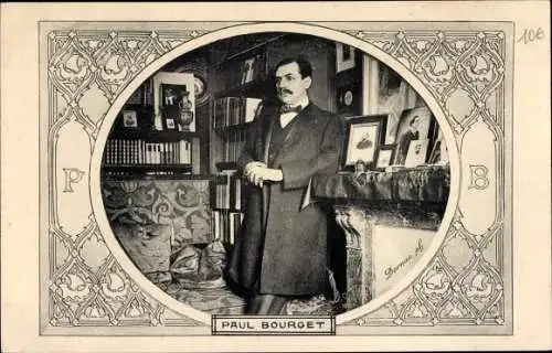 Passepartout Ak Schriftsteller Paul Bourget, Porträt