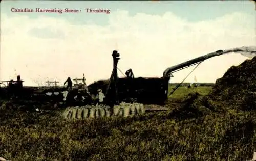 PC Canadian Harvesting Scene, Threshing