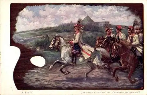 Künstler Ak Franić, F., Banderye Krakusów, Cavalcade cracovienne