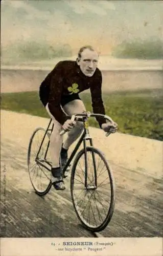 Ak Radrennfahrer Seigneur, Fahrrad Peugeot