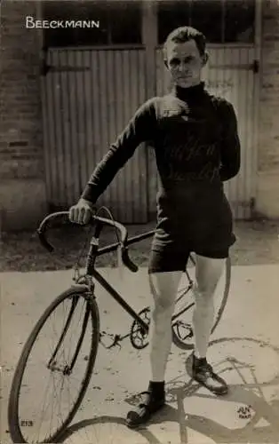 Ak Radrennfahrer Beeckmann, Standportrait, Fahrrad