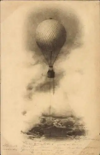 Litho Ballon am Halteseil, Gasballon