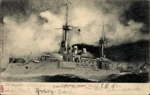 Ak Deutsches Kriegsschiff, SMS Brandenburg Klasse, Küstenpanzerschiff, Kaiserliche Marine