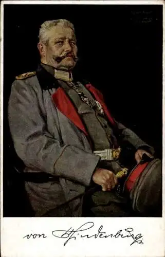 Künstler Ak Ritter, Caspar, Generalfeldmarschall Paul von Hindenburg, Sitzportrait