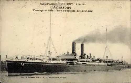 Ak Campagne d'Orient 1914-1918, Amazone, Transport Auxiliaire Français de 1er Rang