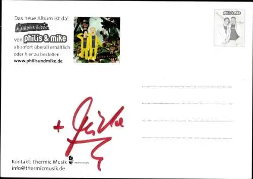 Ak Sänger Philis und Mike, Autogramm