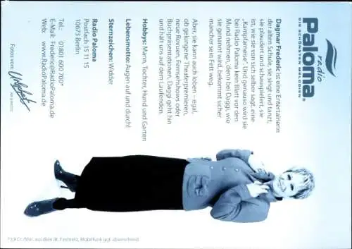 Ak Moderatorin Dagmar Frederic, Autogramm
