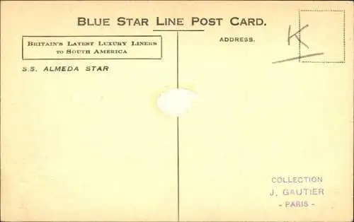 Ak Dampfer Almeda Star, Blue Star Line