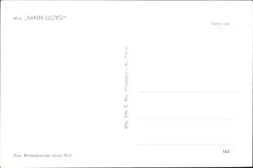Ak MS Main Lloyd, Rotterdamsche Lloyd