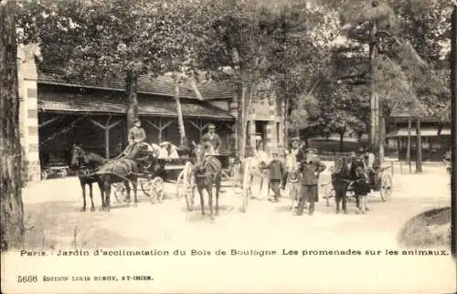 Ak Paris XVI, Jardin d'Acclimatation, Les promenades sur les animaux