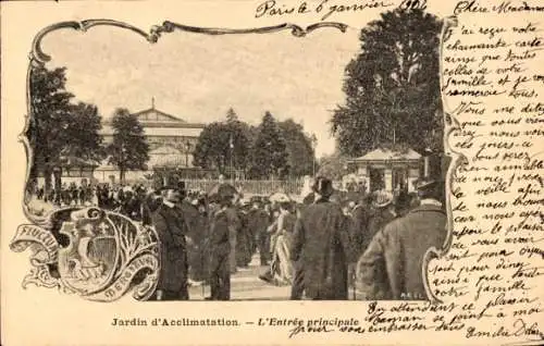 Ak Paris XVI, Jardin d'Acclimatation, L'Entrée principale