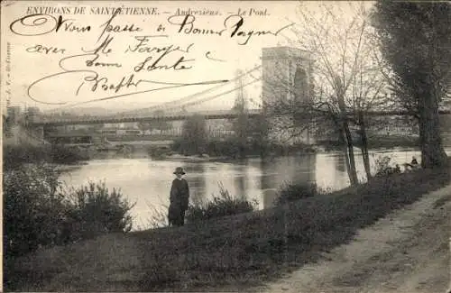 Ak Saint Étienne Loire, Brücke, Gesamtansicht