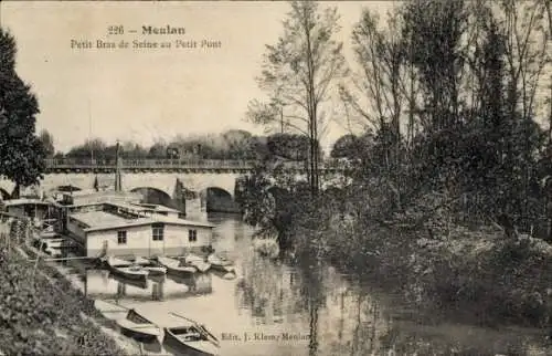 Ak Meulan en Yvelines, Petit Bras de Seine au Petit Pont