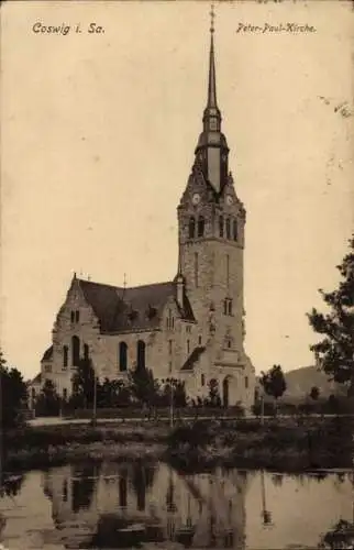 Ak Coswig in Sachsen, Peter-Paul-Kirche.