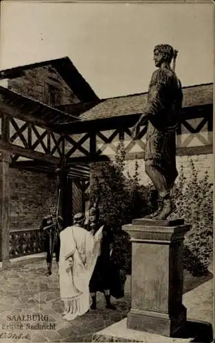 Ak Bad Homburg vor der Höhe Hessen, Römerkastell Saalburg, Ernste Nachricht, Römischer Krieger