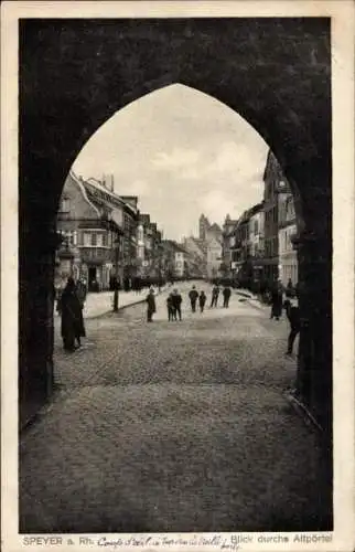 Ak Speyer am Rhein, Blick durchs Altpörtel