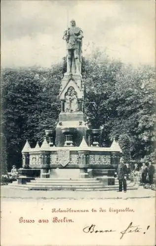 Ak Berlin Tiergarten, Rolandbrunnen in der Siegesallee