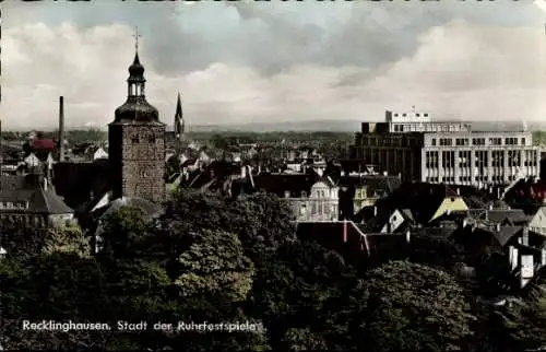 Ak Recklinghausen im Ruhrgebiet, Kirchturm, Hochhaus