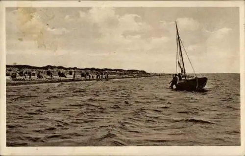 Ak Nordseebad Sankt Peter Ording,  Strand bei Hochflut