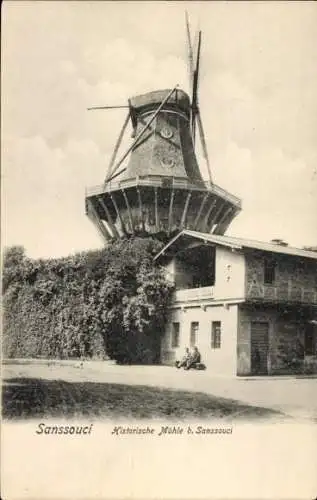 Ak Potsdam Sanssouci, Historische Mühle bei Sanssouci