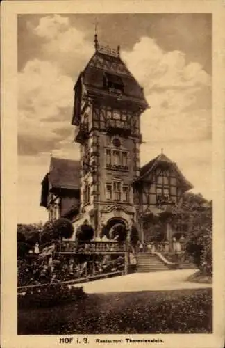 Ak Hof im Westerwald, Turm, Restaurant Theresienstein, Hof