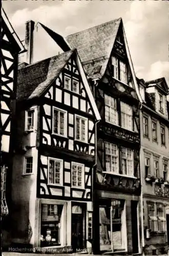 Ak Altstadt Hachenburg im Westerwald, Fachwerkhäuser am Alten Markt in Hachenburg