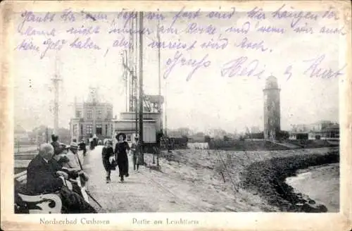 Ak Nordseebad Cuxhaven, Nordseebad  Partie am Leuchtturm