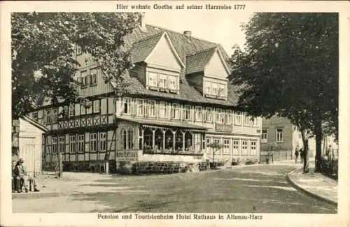 Ak Altenau Clausthal Zellerfeld im Oberharz, Pension und Touristenheim Hotel Rathaus