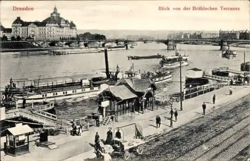 Ak Dresden Altstadt, Blick von der Brühlschen Terrasse