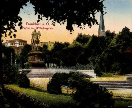 Ak Frankfurt an der Oder, Partie am Wilhelmsplatz, Standbild von Friedrich Wilhelm III.