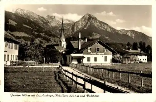 Ak Fischen im Allgäu Schwaben, Fischen 760 m mit Entschenkopf, Nebelhorn 2224 m und Rubihorn