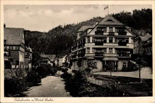 Ak Bad Berneck im Fichtelgebirge Bayern, Oelschnitz, Hotel Bube.