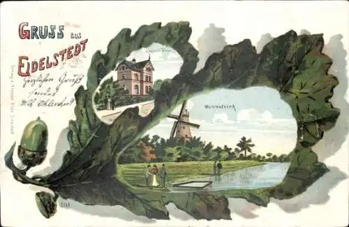 Eichenblatt Litho Hamburg Eimsbüttel Eidelstedt, Mühlenteich, Post